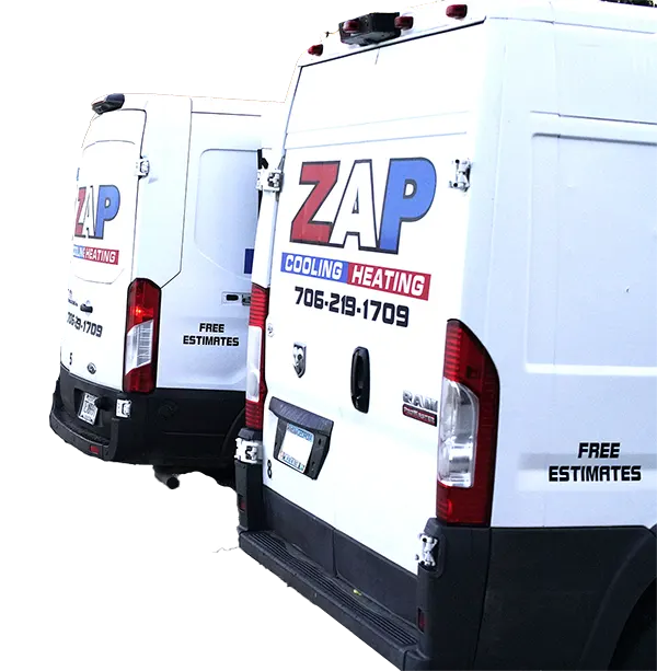 Two ZAP work vans | AC Maintenance | ZAP Cooling & Heating