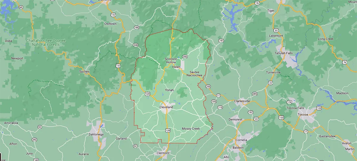 Google Map View of White County | ZAP Cooling and Heating
