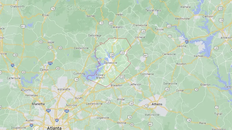 Google Maps Image of Hall County, Georgia | Zap Cooling and Heating