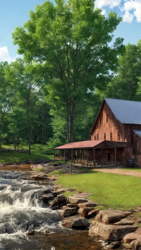 A two-story cabin beside a flowing creek | Furnace Install | Cherokee County | ZAP Cooling & Heating