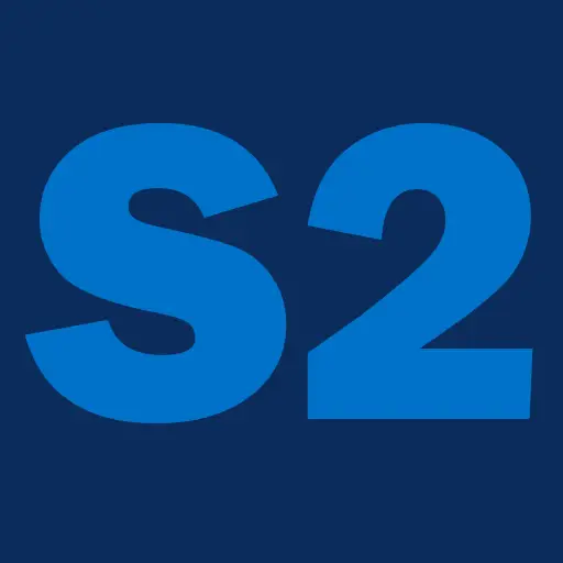 Blue and dark blue logo with the text 'S2' in large font.