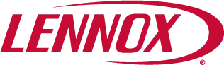 Lennox logo in red text with a swoosh around it
