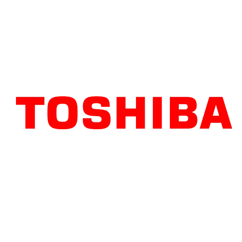 Black background with red Toshiba logo in the center.